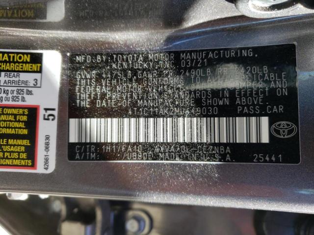 2021 TOYOTA CAMRY LE 4T1C11AK2MU449030