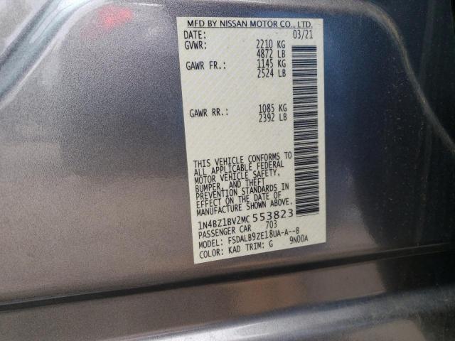 2021 NISSAN LEAF S PLU 1N4BZ1BV2MC553823