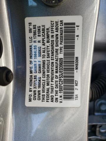 2018 HONDA CIVIC LX 19XFC2F53JE039609