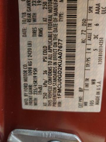 2019 FORD ESCAPE SE 1FMCU0GD2KUA07677