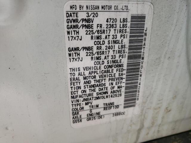 2020 NISSAN ROGUE S JN8AT2MV0LW142528
