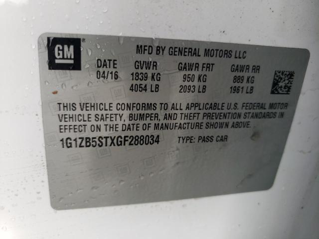 2016 CHEVROLET MALIBU LS 1G1ZB5STXGF288034