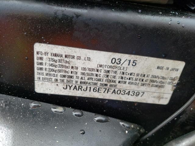 2015 YAMAHA YZFR6 JYARJ16E7FA034397