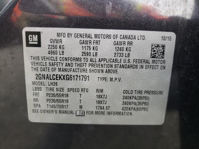 2GNALCEKXG6171791 Chevrolet Equinox Lt 2016. Фото: 9