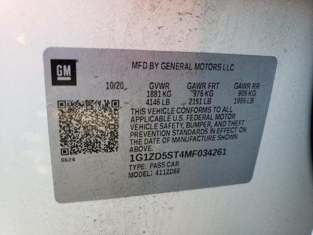 2021 CHEVROLET MALIBU LT 1G1ZD5ST4MF034261