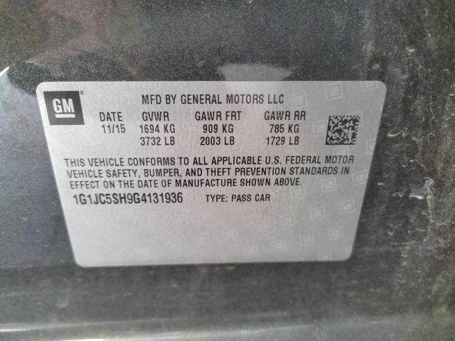 2016 CHEVROLET SONIC LT 1G1JC5SH9G4131936