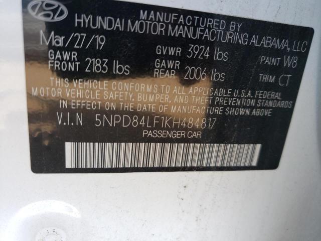 2019 HYUNDAI ELANTRA SE 5NPD84LF1KH484817