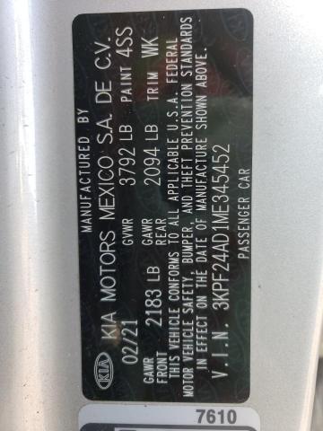 2021 KIA FORTE FE 3KPF24AD1ME345452