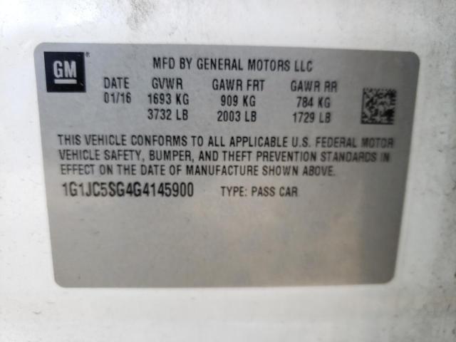 2016 CHEVROLET SONIC LT 1G1JC5SG4G4145900