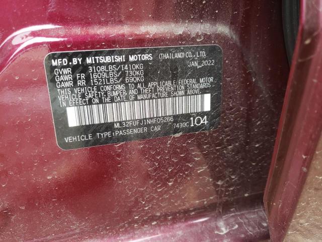 2022 MITSUBISHI MIRAGE ML32FUFJ1NHF05266