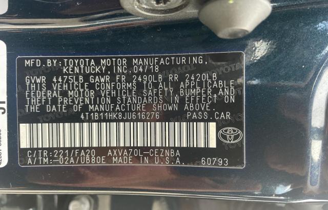 2018 TOYOTA CAMRY L 4T1B11HK8JU616276