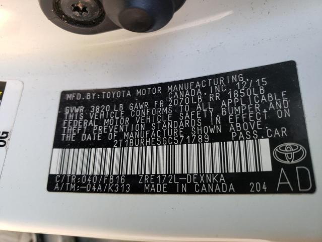 2016 TOYOTA COROLLA L 2T1BURHE5GC571789