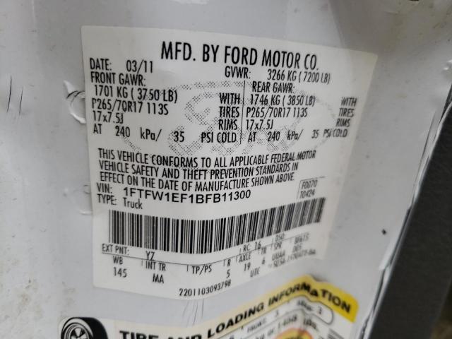 1FTFW1EF1BFB11300 Ford F150 Super 2011. Фото: 9