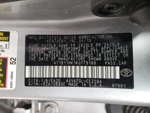 2019 TOYOTA CAMRY L 4T1B11HK1KU779188