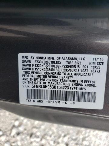 2016 HONDA ODYSSEY TO 5FNRL5H95GB156223