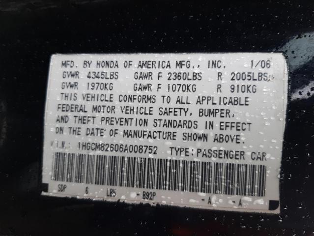 1HGCM82606A008752 Honda Accord Ex 2006. Фото: 9