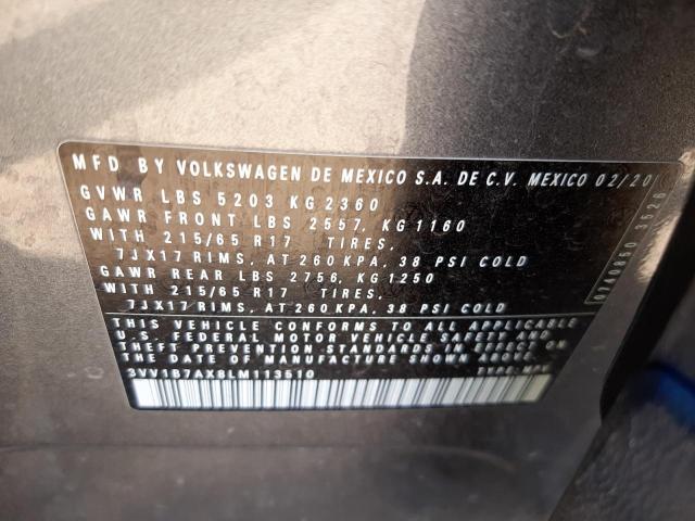 2020 VOLKSWAGEN TIGUAN S 3VV1B7AX8LM113510