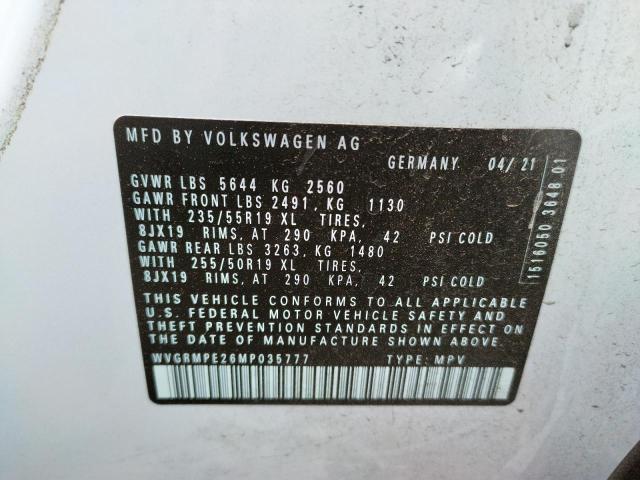 2021 VOLKSWAGEN ID.4 PRO WVGRMPE26MP035777