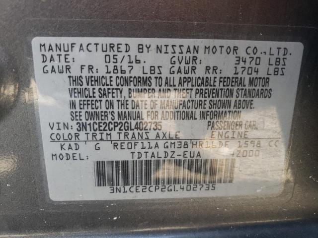 2016 NISSAN VERSA NOTE 3N1CE2CP2GL402735