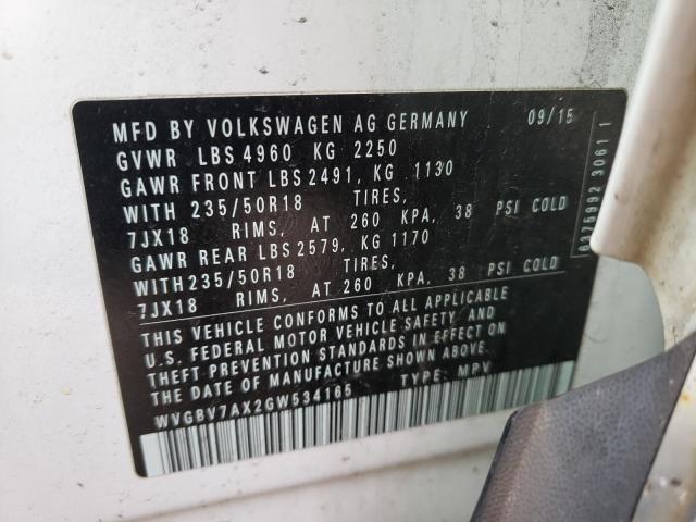 2016 VOLKSWAGEN TIGUAN S WVGBV7AX2GW534165