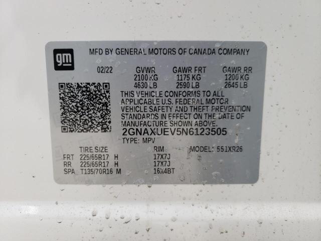 2022 CHEVROLET EQUINOX LT 2GNAXUEV5N6123505