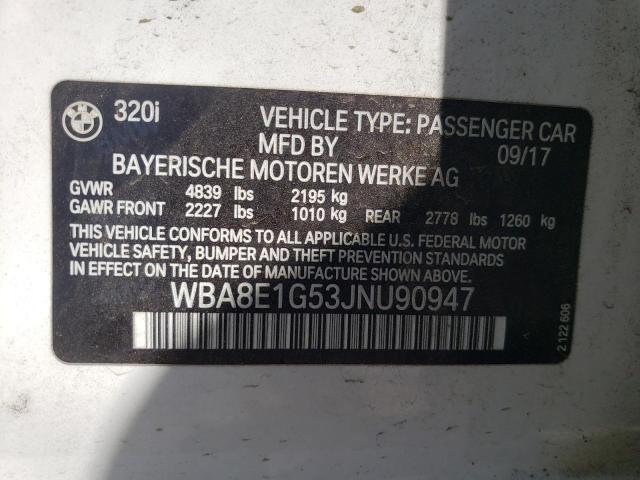 2018 BMW 320 I WBA8E1G53JNU90947