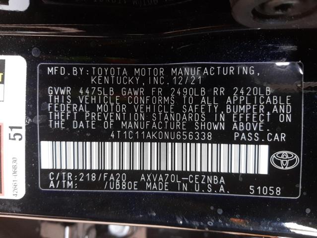 2022 TOYOTA CAMRY LE 4T1C11AK0NU656338