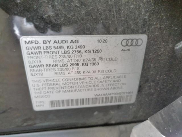 2021 AUDI Q5 PREMIUM WA1AAAFYXM2021964