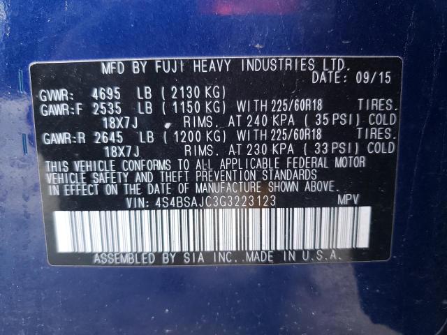 2016 SUBARU OUTBACK 2. 4S4BSAJC3G3223123