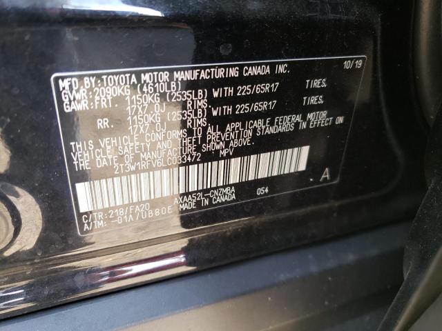 2020 TOYOTA RAV4 XLE 2T3W1RFV6LC033472