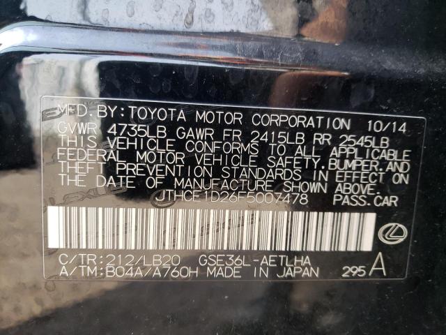 2015 LEXUS IS 350 JTHCE1D26F5007478