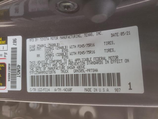 2021 TOYOTA TACOMA DOU 5TFCZ5AN9MX272876