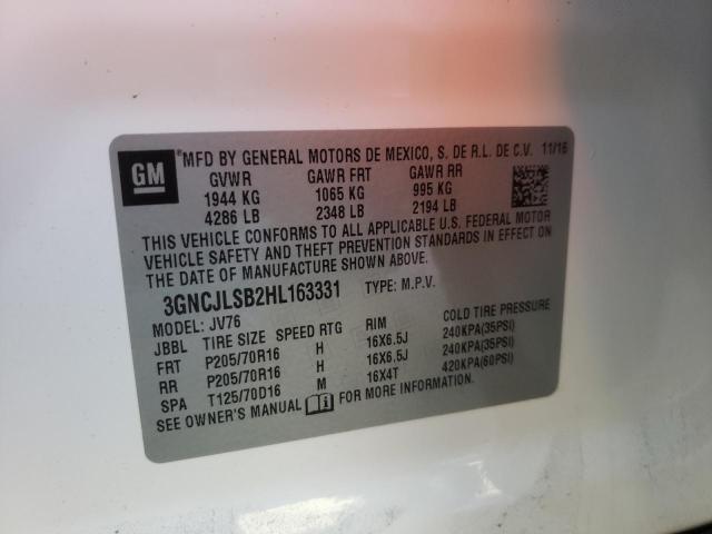 2017 CHEVROLET TRAX 1LT 3GNCJLSB2HL163331