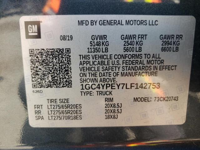 2020 CHEVROLET SILVERADO 1GC4YPEY7LF142753