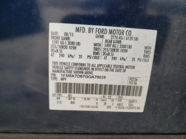 2016 FORD EXPLORER X 1FM5K7D87GGA70035