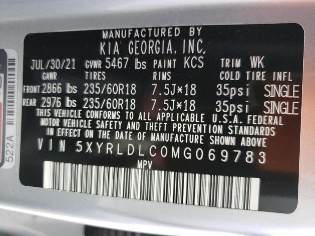 2021 KIA SORENTO S 5XYRLDLC0MG069783
