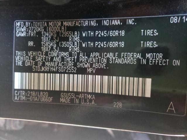 2015 TOYOTA HIGHLANDER 5TDJKRFH4FS072552