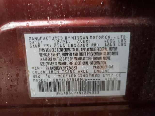 2022 NISSAN SENTRA SV 3N1AB8CVXNY224333