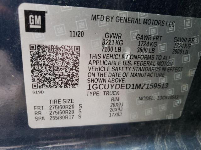 2021 CHEVROLET SILVERADO 1GCUYDED1MZ159513