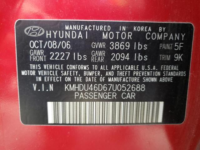 KMHDU46D67U052688 Hyundai Elantra Gl 2007. Фото: 9