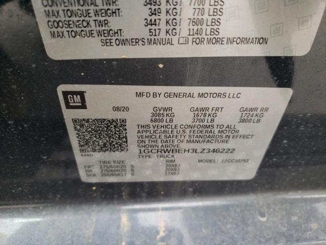 2020 CHEVROLET SILVERADO 1GCRWBEH3LZ346222