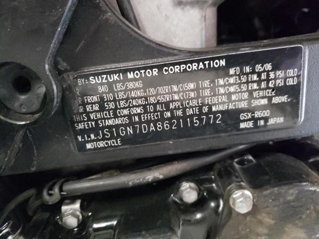 2006 SUZUKI GSX-R600 K JS1GN7DA862115772