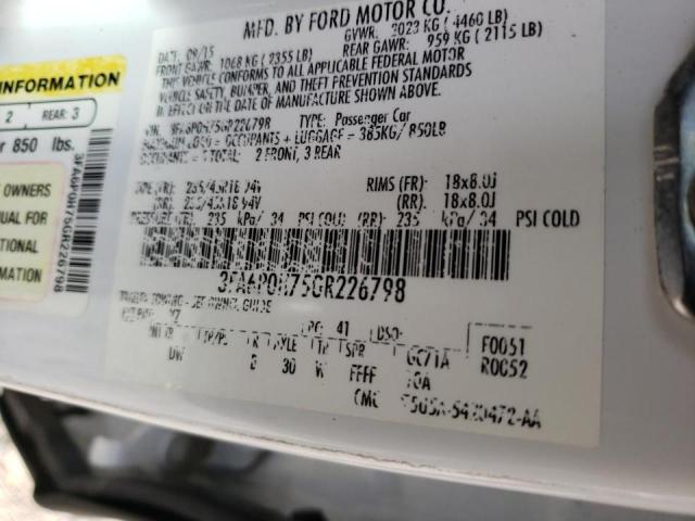 2016 FORD FUSION SE 3FA6P0H75GR226798