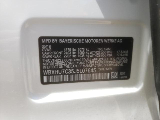 2018 BMW X1 SDRIVE2 WBXHU7C35J5L07645