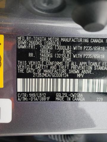 2016 LEXUS RX 2T2BZMCA7GC008134