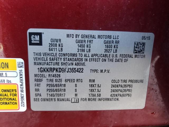 2015 GMC ACADIA SLE 1GKKRPKD9FJ365422