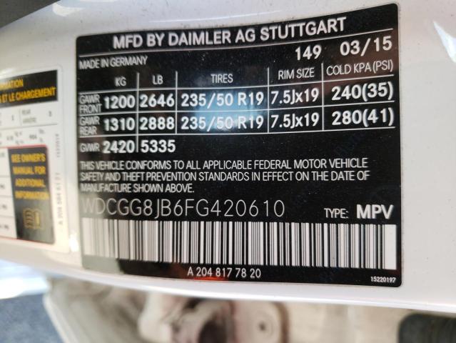 2015 MERCEDES-BENZ GLK 350 4M - WDCGG8JB6FG420610