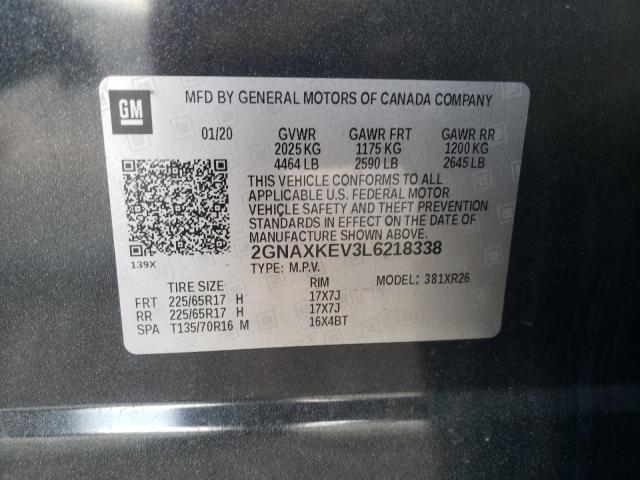 2020 CHEVROLET EQUINOX LT 2GNAXKEV3L6218338