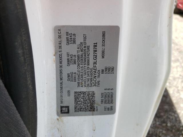 2020 CHEVROLET SILVERADO 3GCNYAEF3LG278781