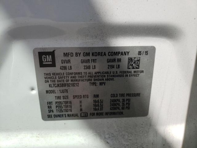 2015 CHEVROLET TRAX LS KL7CJKSB9FB218212